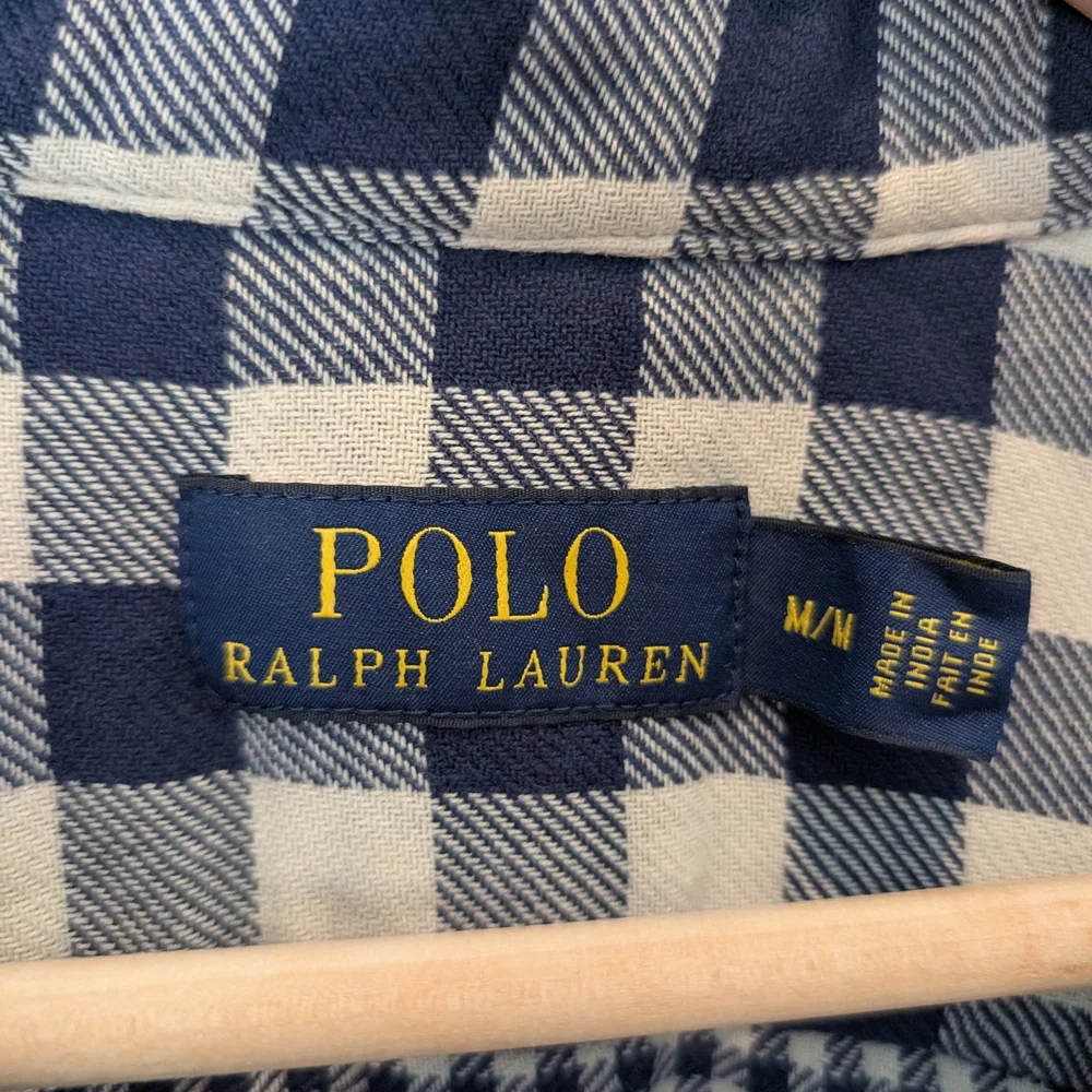 Polo by Ralph Lauren Men's Blue and Cream Flannel Overshirt